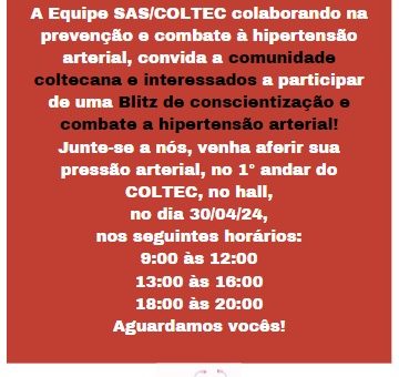 Dia de Combate a Hipertensão Arterial no COLTEC